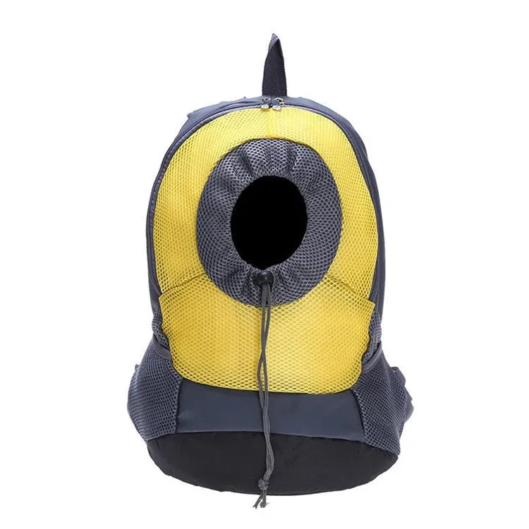 Pet travel backpack in breathable mesh with leather trim for small dogs and cats, multiple colours available