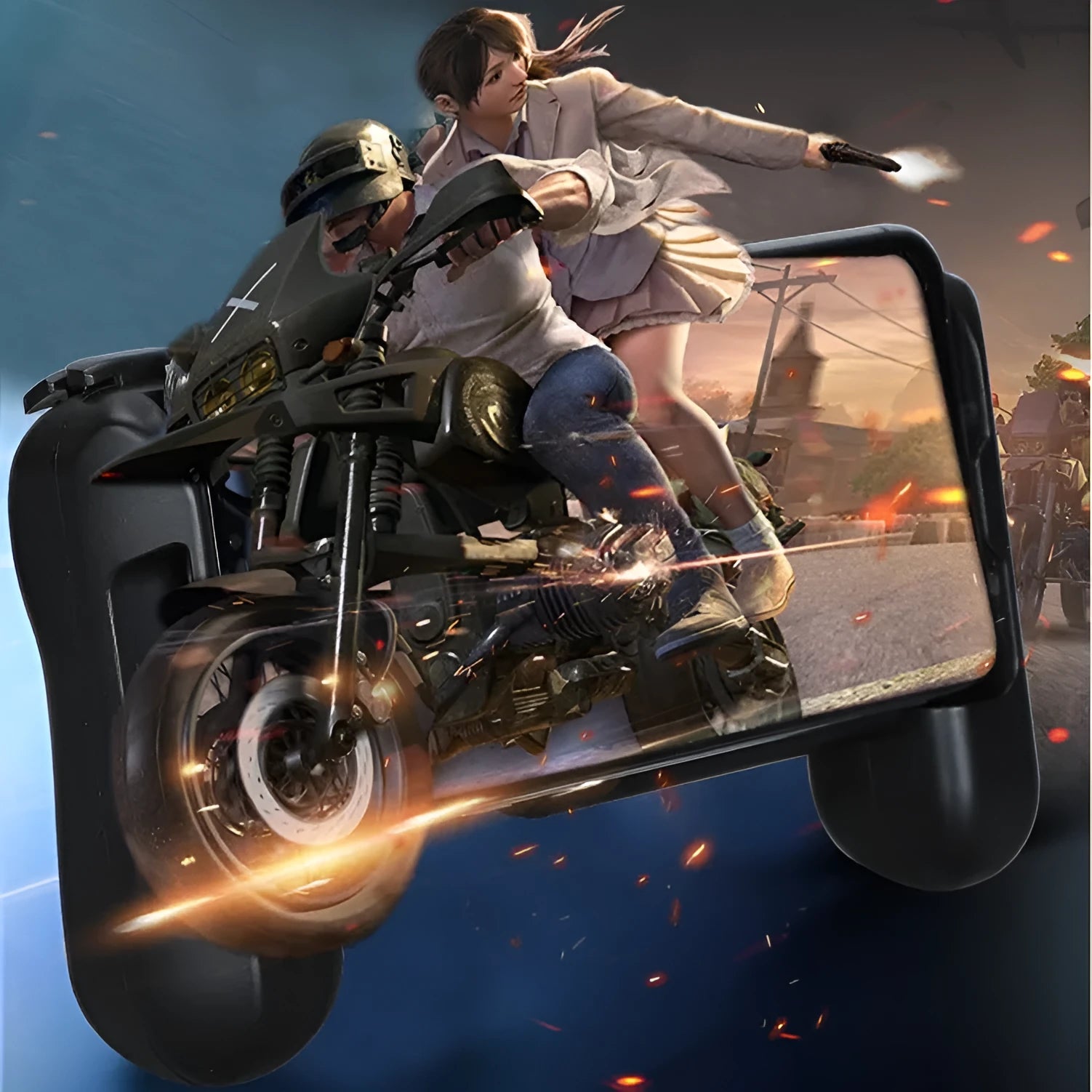 Black Bluetooth mobile game controller for Apple iPhone with cooling system