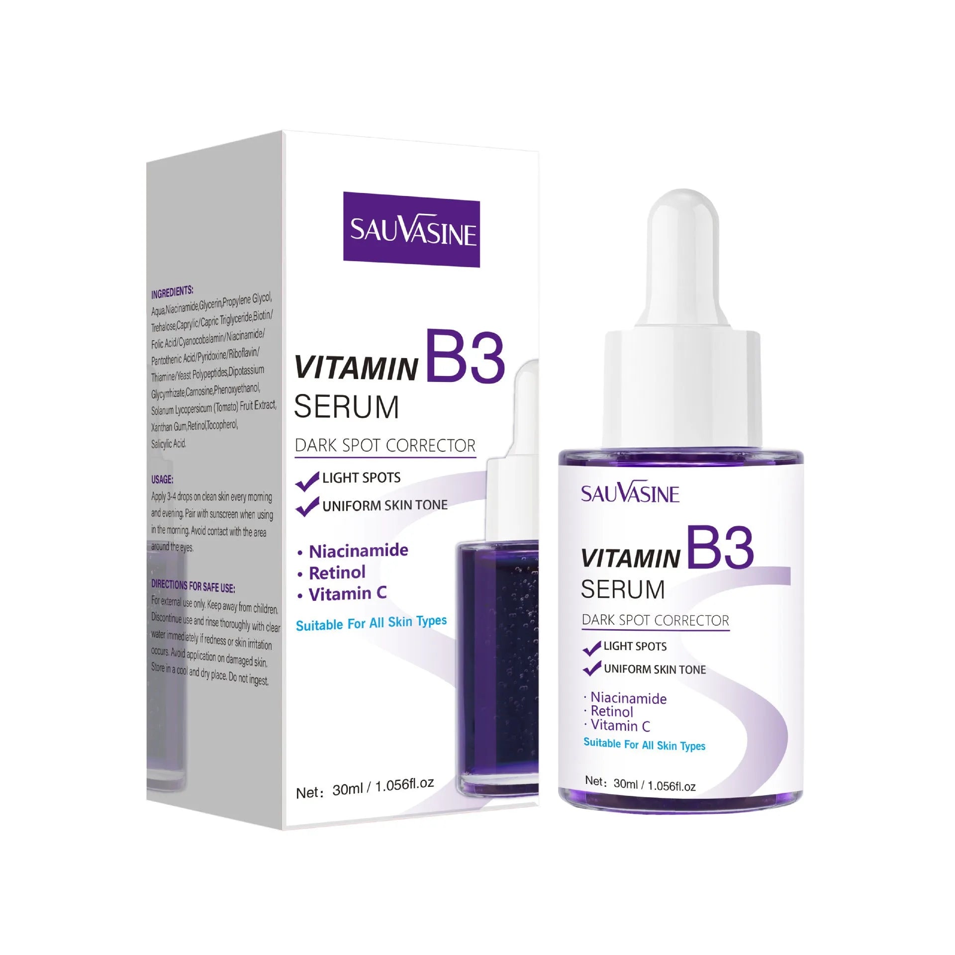 30ml bottle of Vitamin B3 nourishing, moisturising, and firming facial essence for universal skin types