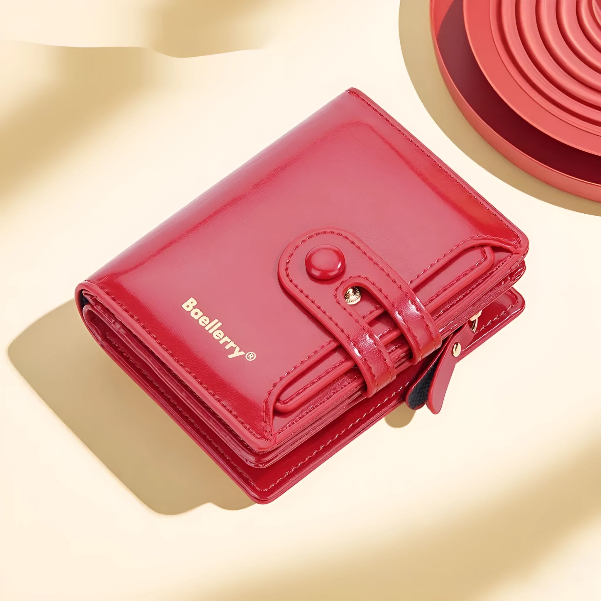 Women's PU leather card holder wallet in multiple colour choices showing polyester lining.