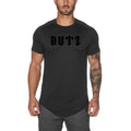 Plain men's gym t-shirt on a hanger, shown in army green, black, and white colour options.