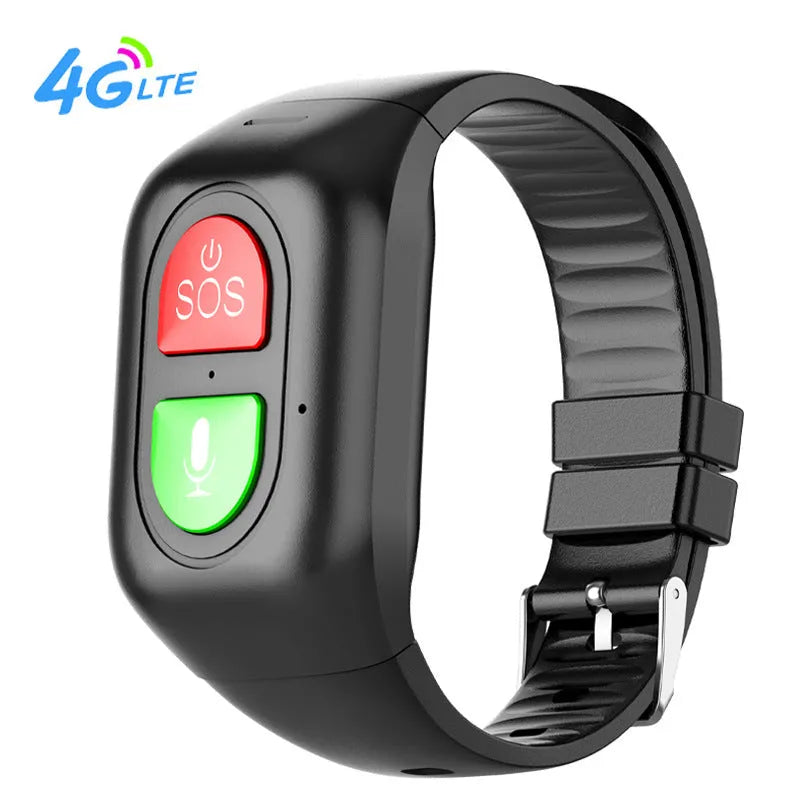 Black GPS health smart wristband with heart rate and blood pressure monitor on wrist