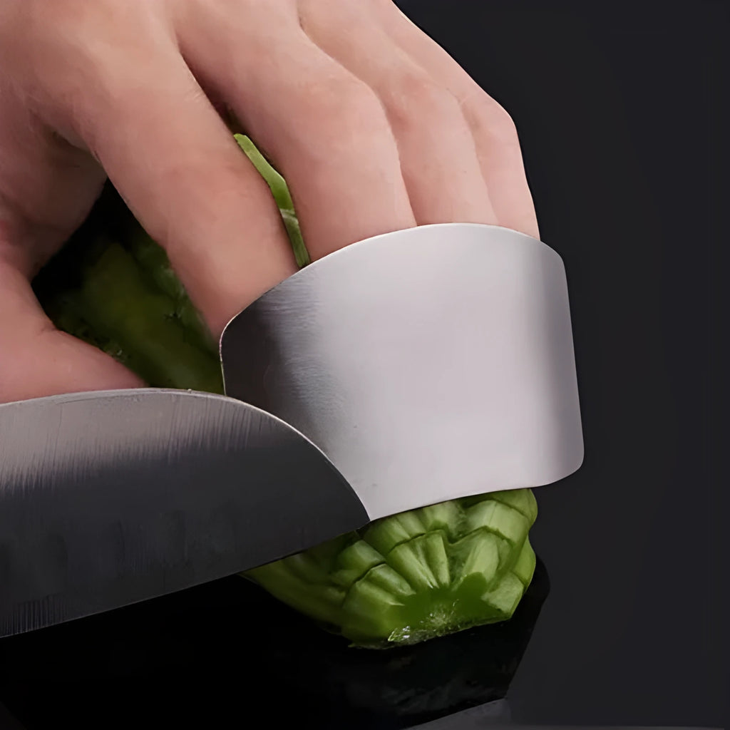Stainless steel finger guard for vegetable cutting protection, single and double finger sizes
