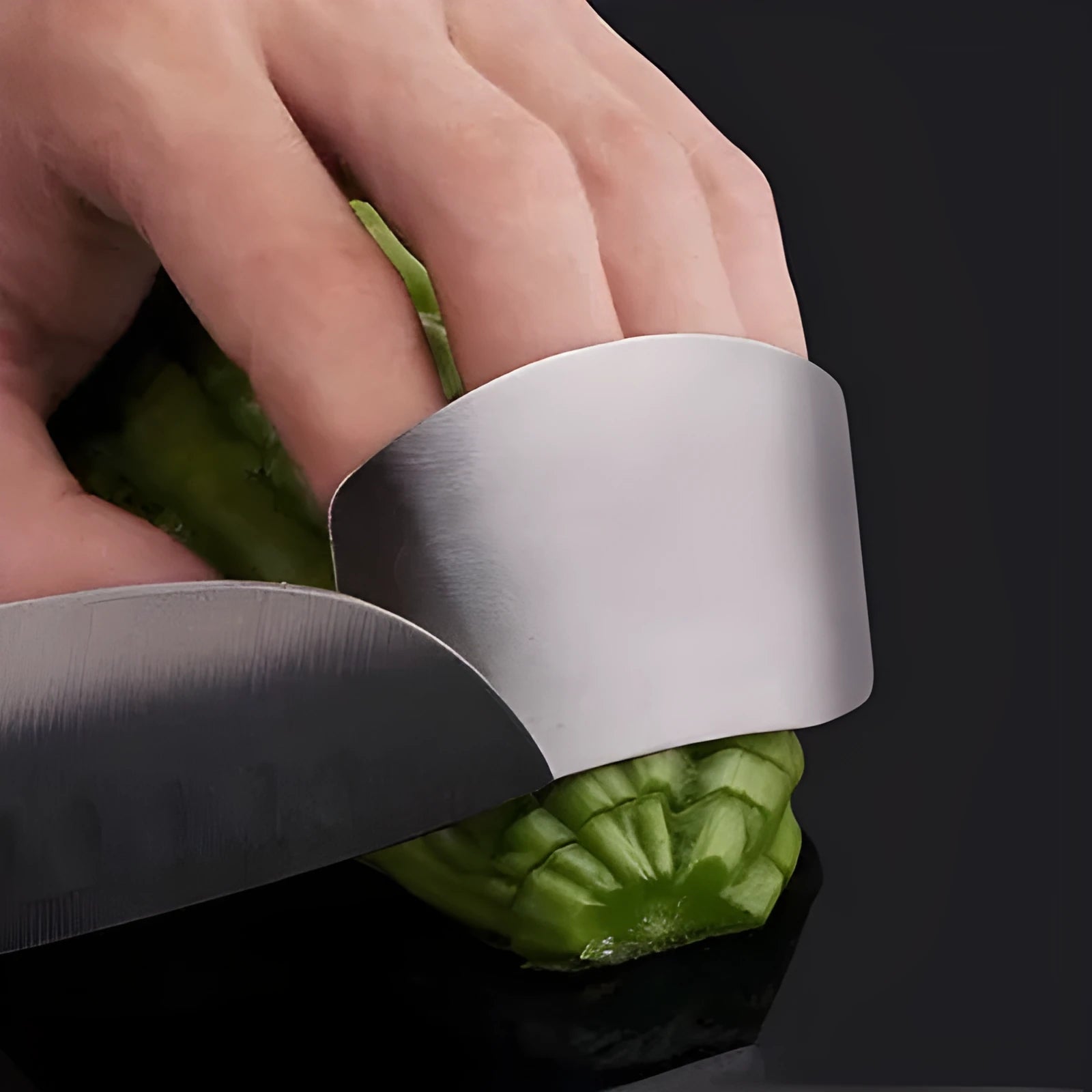 Stainless steel finger guard for vegetable cutting protection, single and double finger sizes