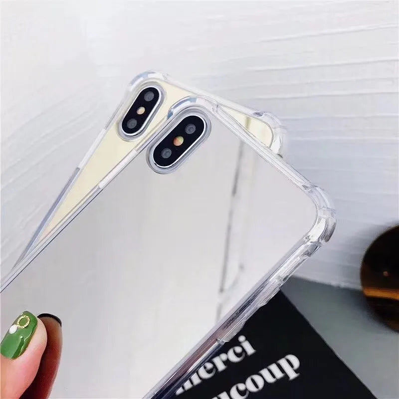 Clear mirror finish TPU protective case for iPhone on a table