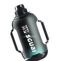 Smart Sports Bottle T30 in Matte Black with 1300ml capacity, wireless charging coaster, and lifting rope on a gym background