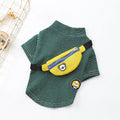 Striped green cotton dog t-shirt costume on pet with casual two-legged design