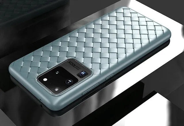 Woven TPU phone case for Samsung S20 series in pure colour black back cover