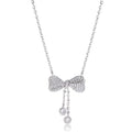 S925 sterling silver bow clavicle chain on O-ring chain for women, silver colour, 40cm–45cm length