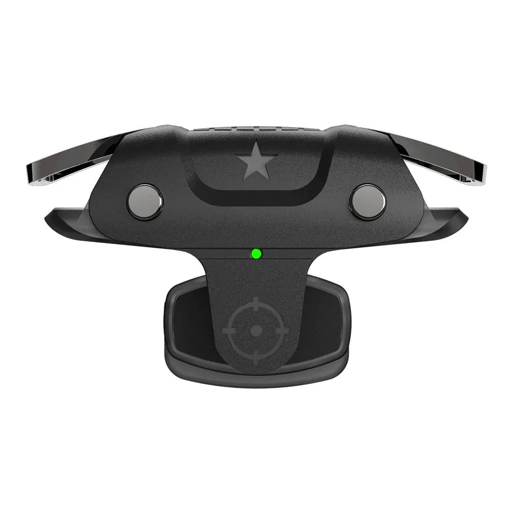 Black F5 Bluetooth mobile game controller with phone clamp next to smartphone