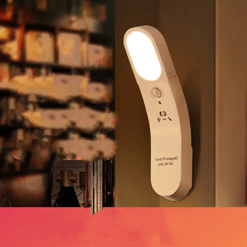 USB human body night light LED inductive switch with PC lampshade black 195x44x60mm for corridor or bedroom