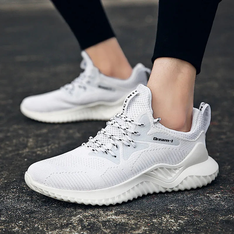 Men's low-top running shoes in multiple colours with a mesh upper and front strap.