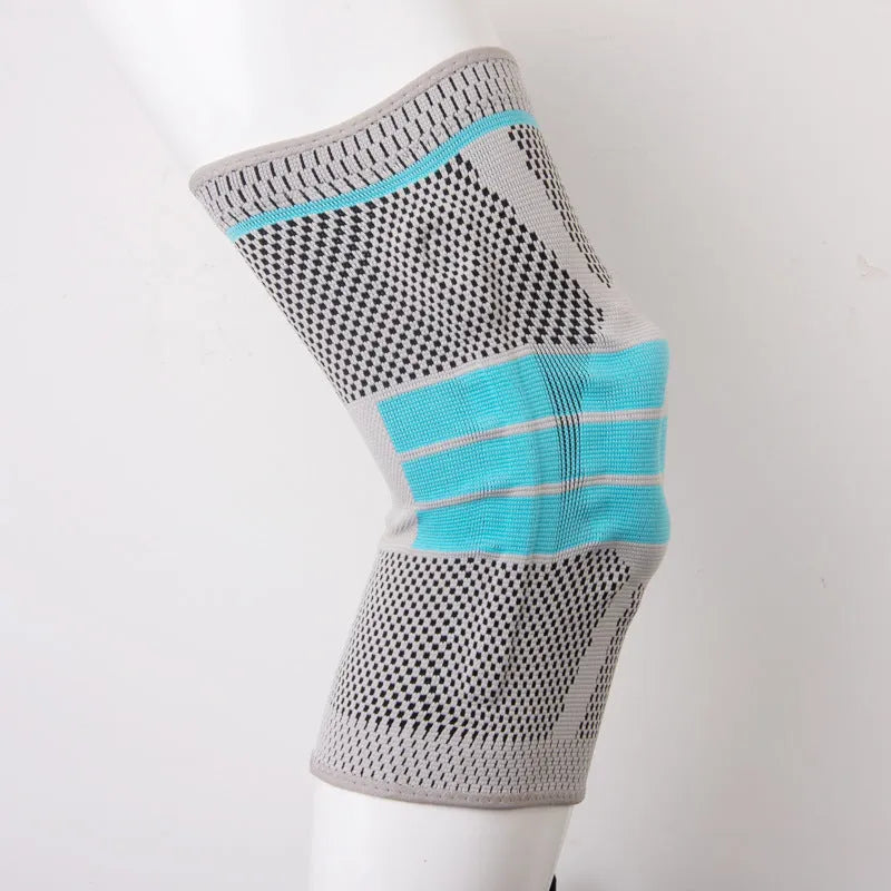Sky blue elastic fibre knee pads for running and basketball in four sizes