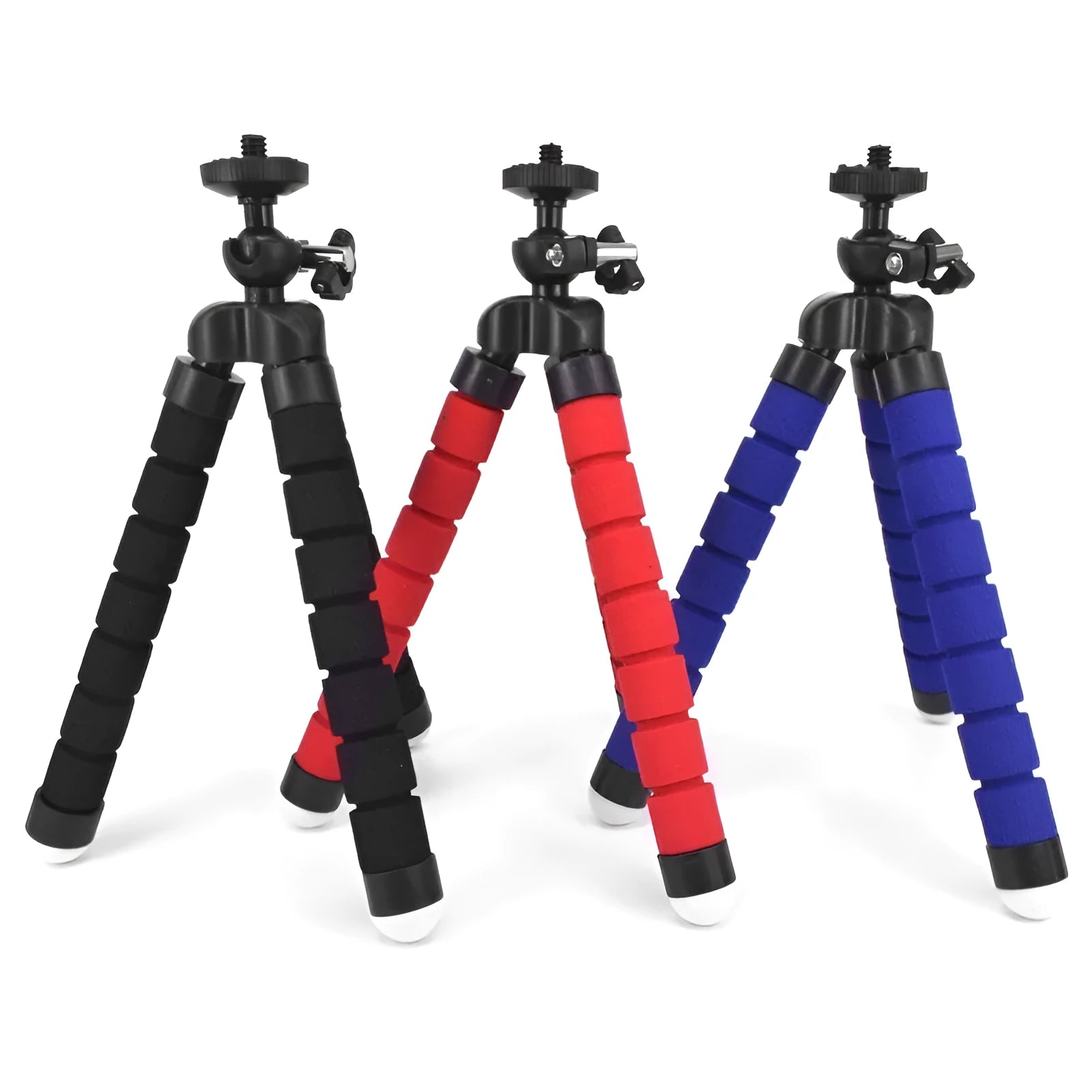Black flexible octopus tripod wrapped around a pole holding a smartphone