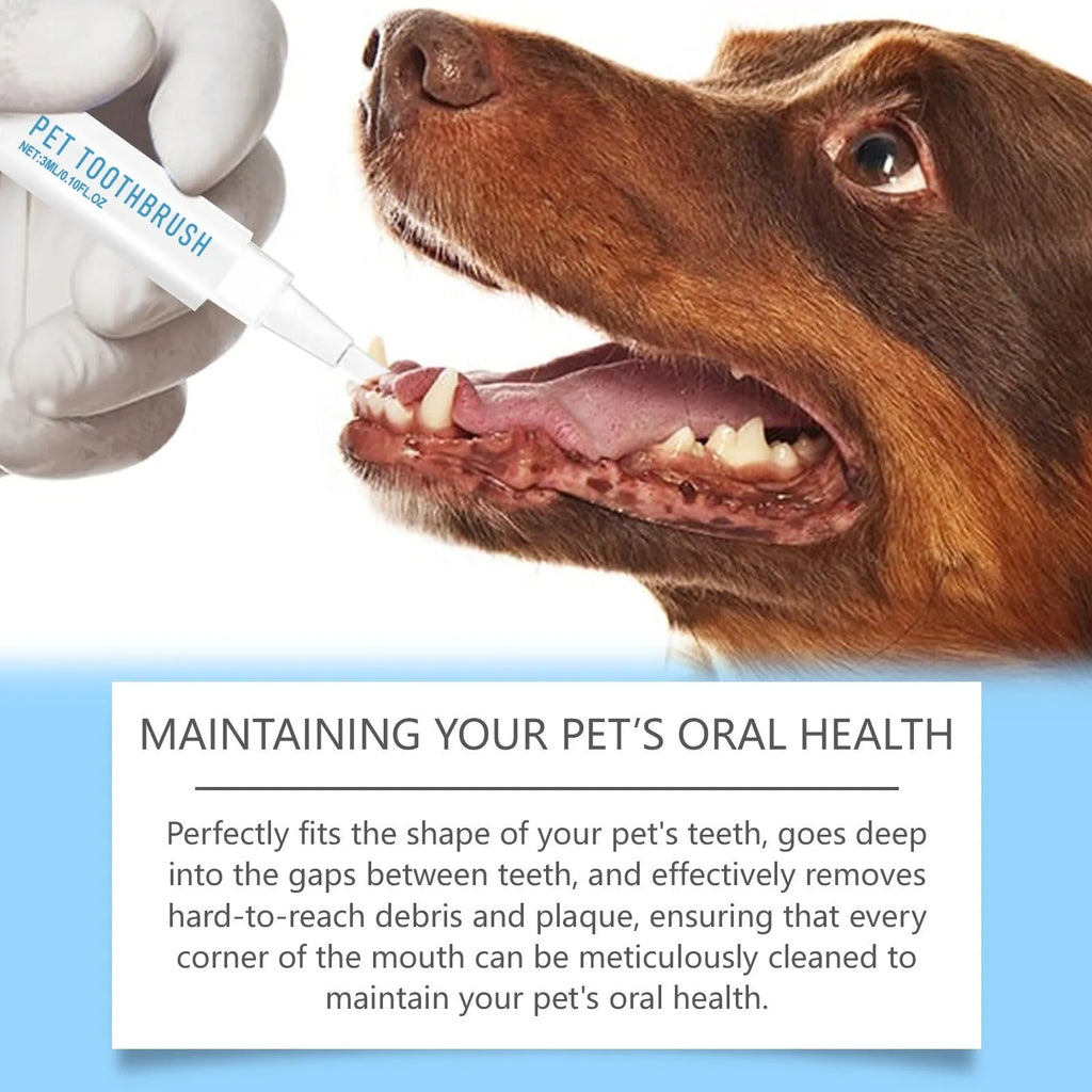 Pet toothbrush pen dental care gel with finger brush applicator for cats and dogs