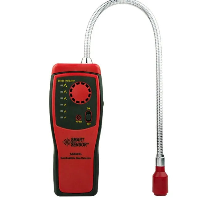 AS8800L portable flammable gas detector with LED alarm lights and semiconductor sensor for methane leak detection