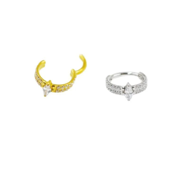 Ladies titanium steel heart-shaped zircon earrings with diamond treatment in silver or gold colour measuring 1.2x8mm