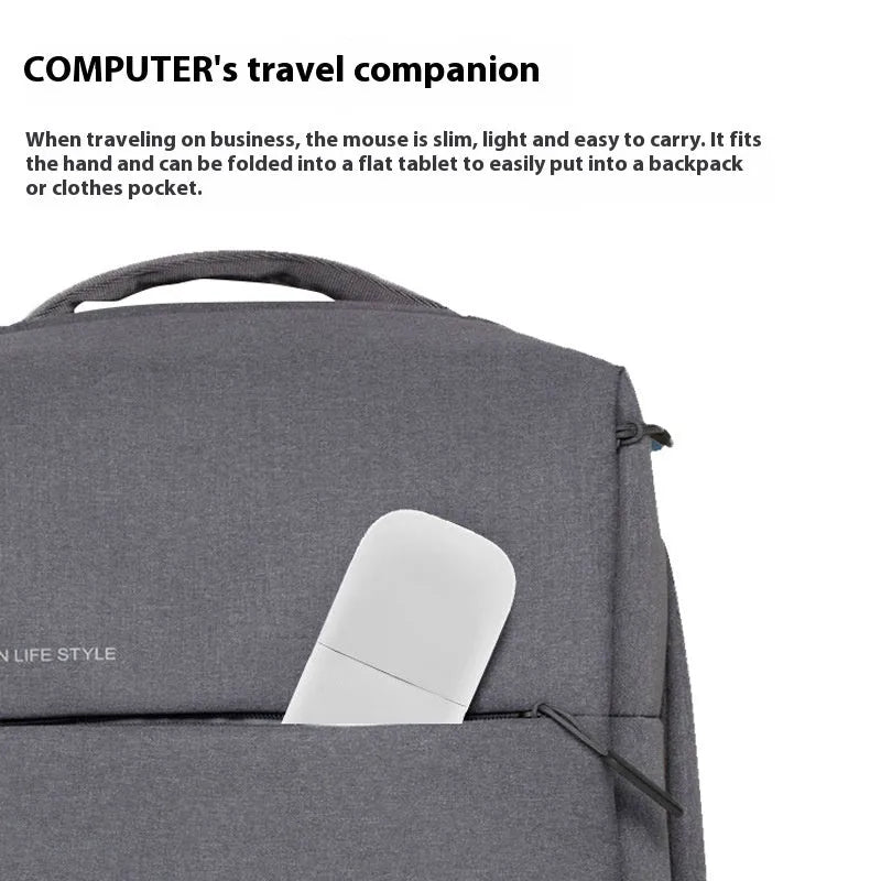 Folding Bluetooth wireless mouse showing compact design in black colour