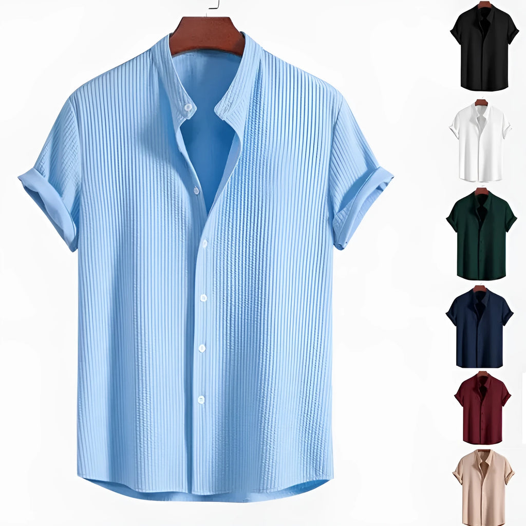 Men's loose short sleeve summer shirt in polyester fabric available in multiple colours