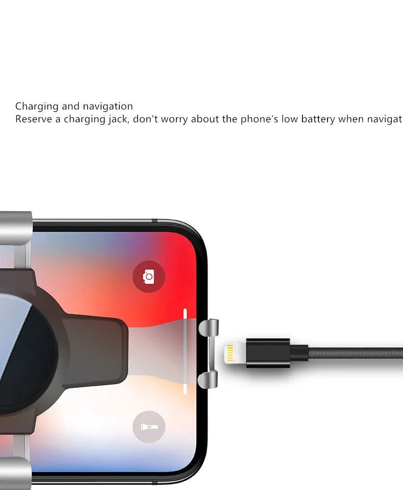 Black S4 gravity mirror ABS car air conditioning vent mobile phone bracket holding a smartphone.