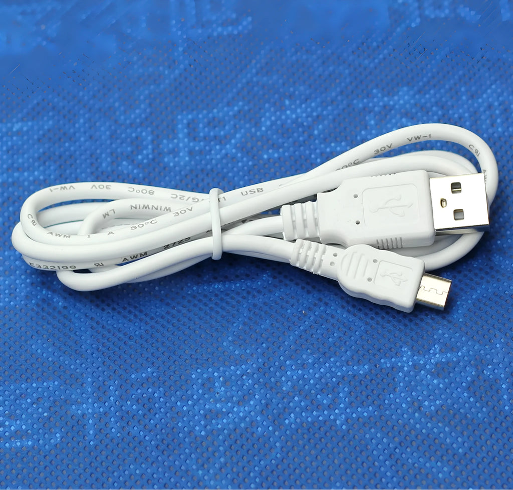 V8 data line with Mini USB, TYPE-C, and OTG connectors in Black colour on white background