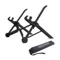 Sagacious black portable folding computer bracket with adjustable height and carrying case