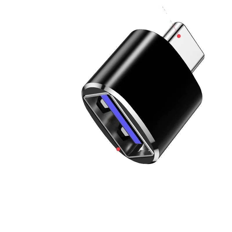 Type-C to dual USB-A OTG adapter in black, gold, and silver colour options