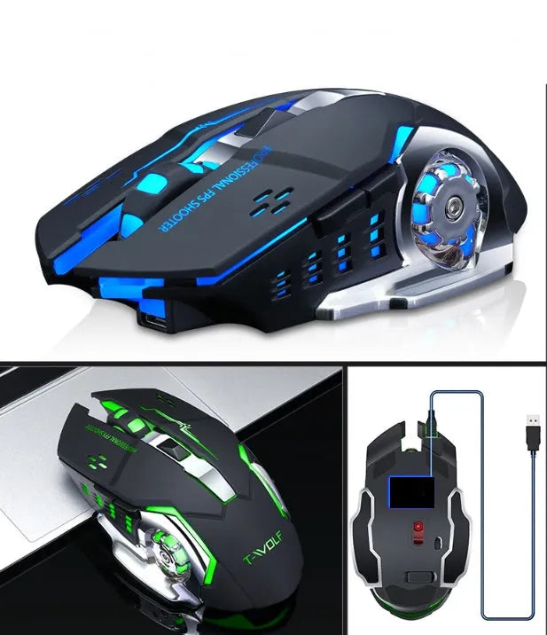 Black or white wireless optical mouse with six buttons and normal size for laptop use