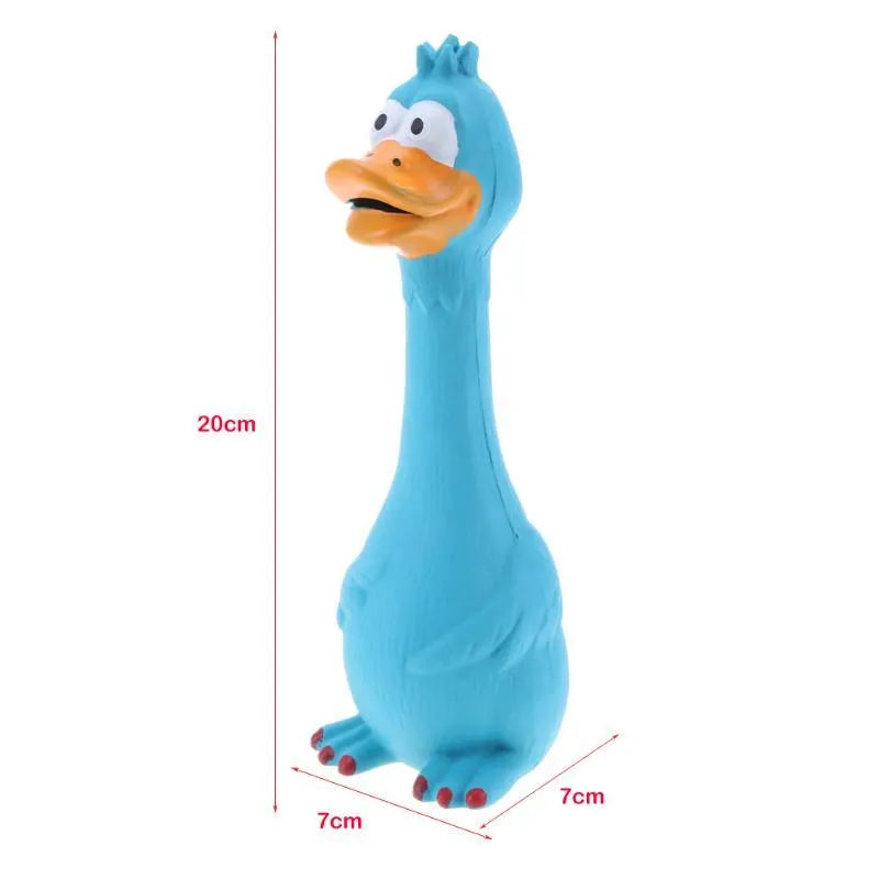 Dog screaming chicken sounding toy made of natural latex rubber in red colour