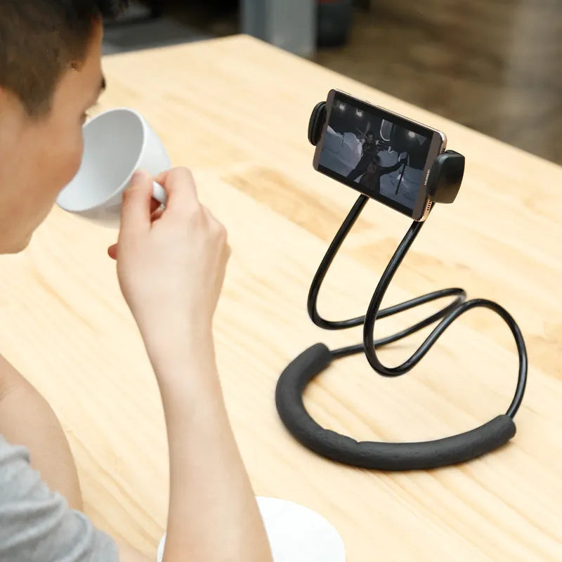 Baseus flexible phone holder with 360-degree rotation in neck hanging position with shockproof bubble support