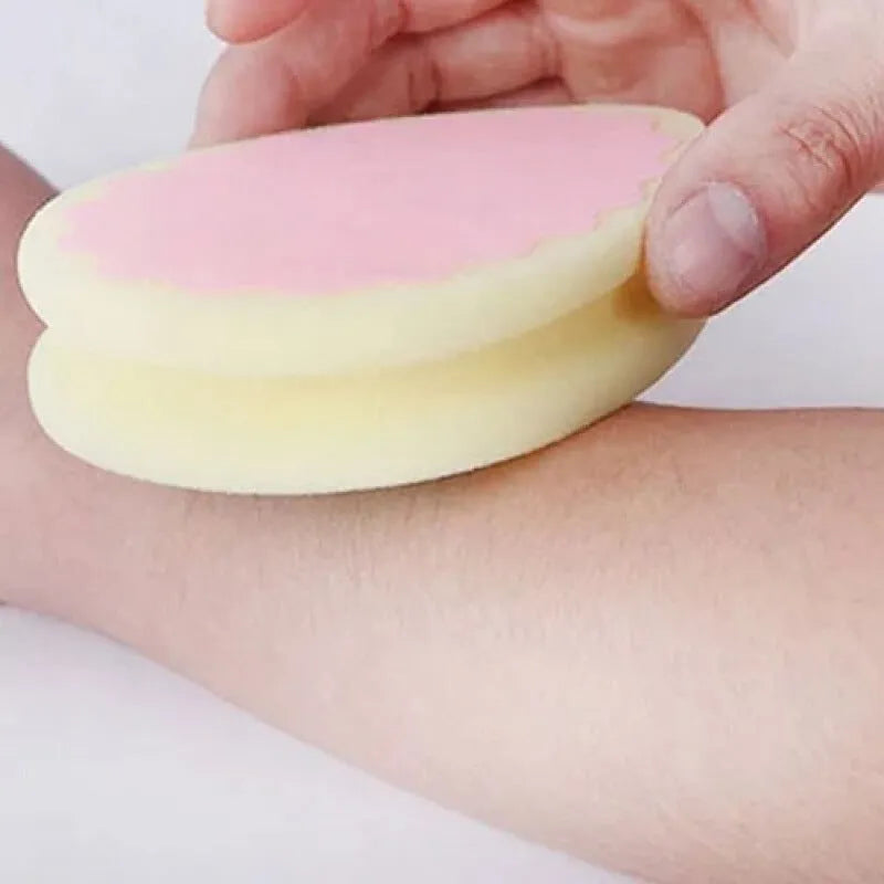 Hair removal sponge in heart shape with water drop and circular options for painless cream application