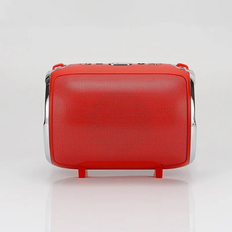 Portable metal subwoofer sound card reader unit with button controls, shown in one of five colour options.