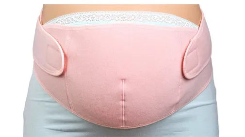 Cotton pre-pregnancy support belt in pink, with adjustable length and telescopic elasticity for stomach lift
