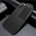 2-in-1 black edge case cover holding iPhone and AirPods charging case in matte acrylic and silicone