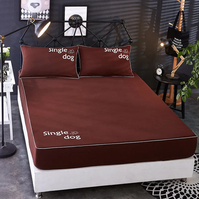 Beauty bed cover brushed bed skirt in coffee colour breathable sanding fabric on a bed