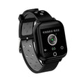 Black smartwatch with detachable Bluetooth earbuds stored in the watch case.
