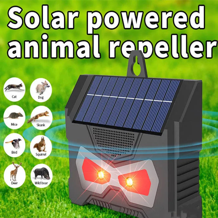 Black animal-shaped solar ultrasonic repeller for outdoor garden pest control