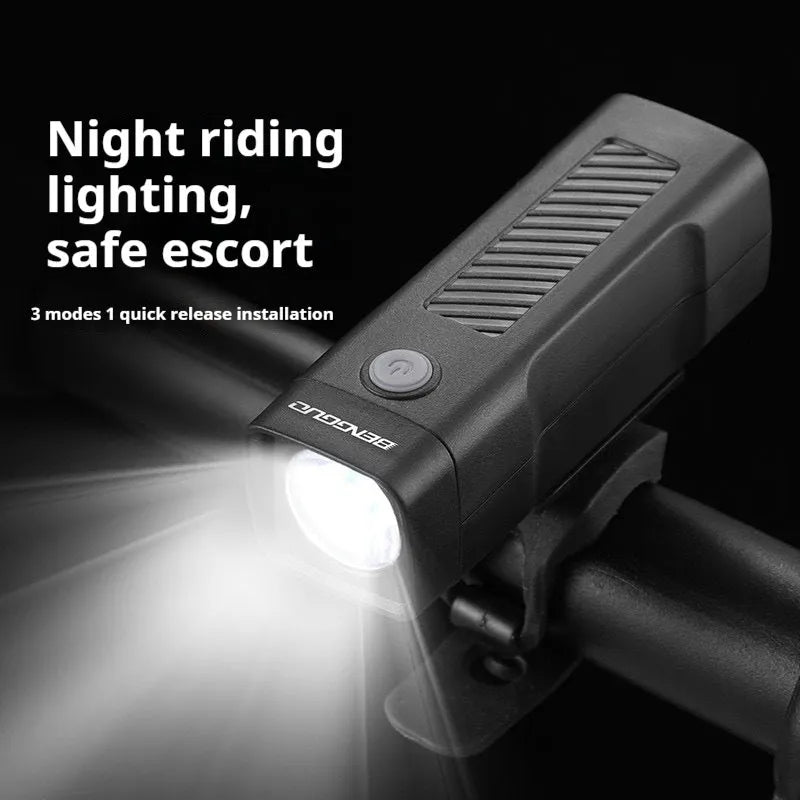 Bicycle headlight with quick-release strap bracket and USB charging port