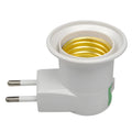 White bakelite E27 wall light socket with a built-in toggle switch on the front.