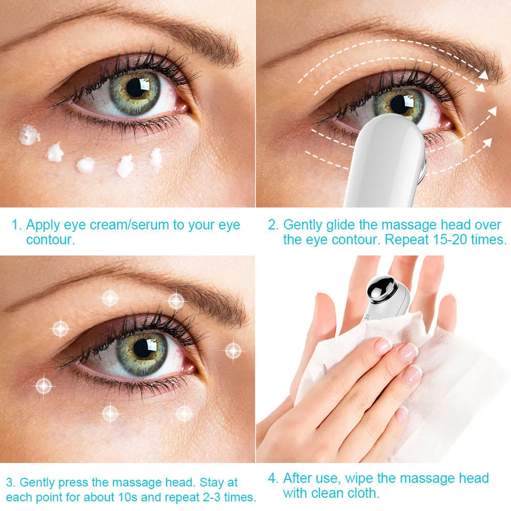 White portable eye massager, 148 * 24.5 * 23mm, induction strip, hand-held eye cream aid