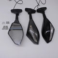 Motorcycle rearview mirror with convex lens aluminium reflector black snakeskin finish