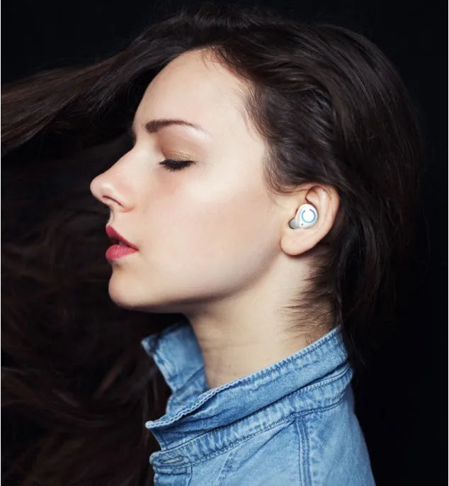M18 true wireless stereo in-ear headset in black and white colour options with charging case