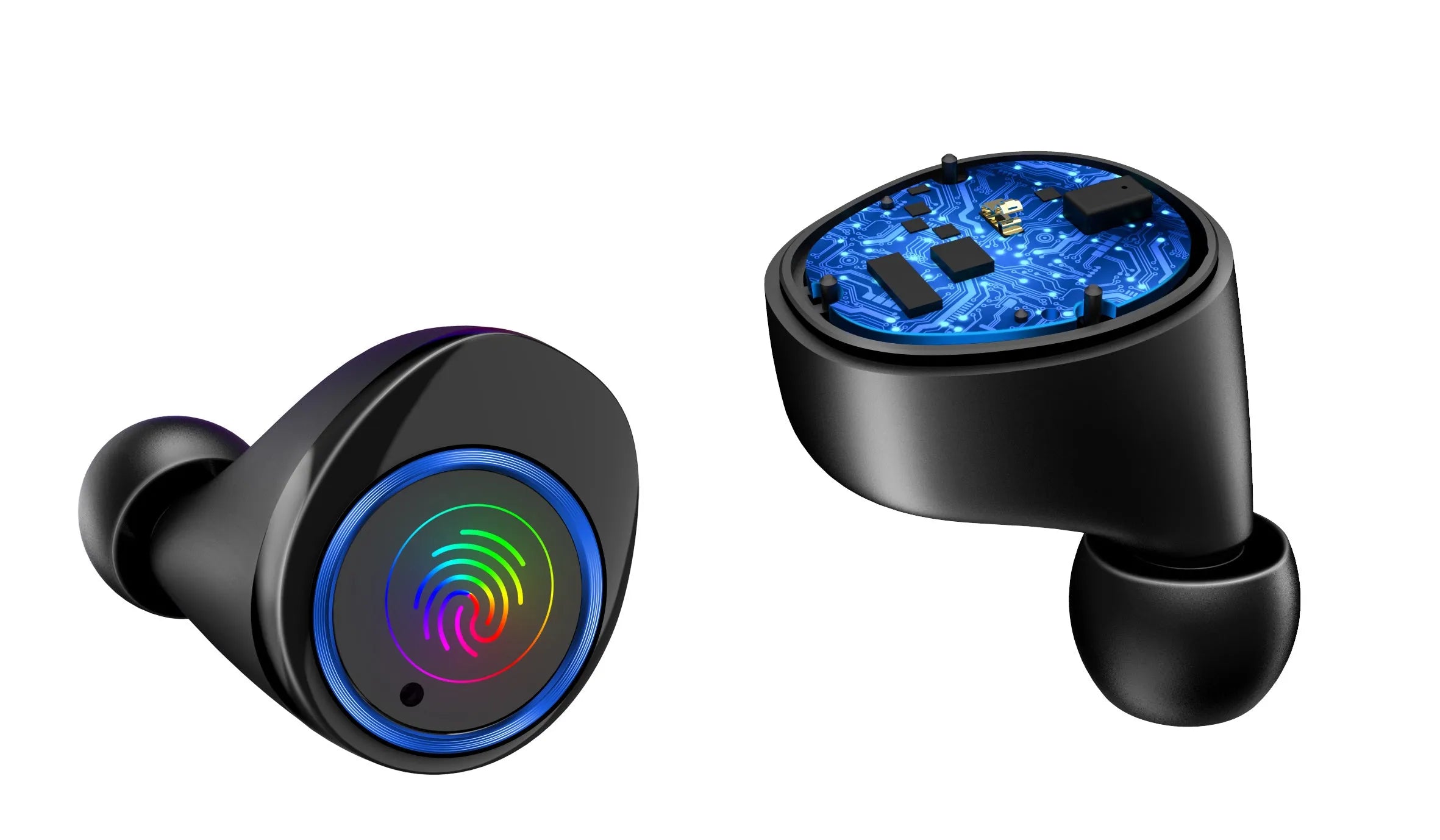 Black X11 Bluetooth wireless earbuds with a matching charging case and assorted silicone ear tips.