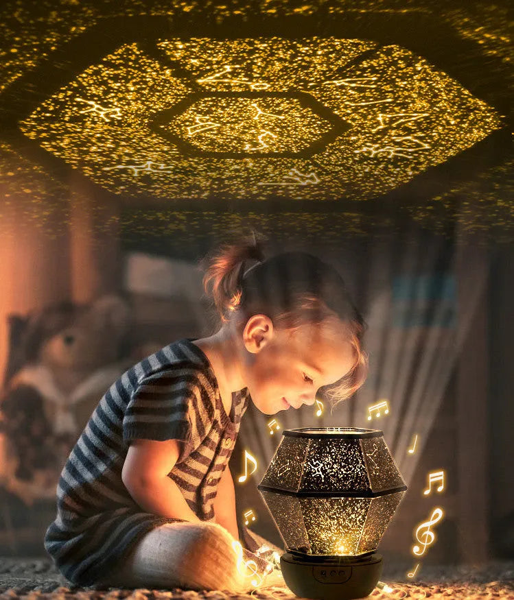 Children's rotating stars LED night light with starlight projection and 3 colour modes