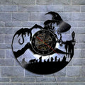 12 inch decorative wall clock with vinyl record dial in black, modern simple style