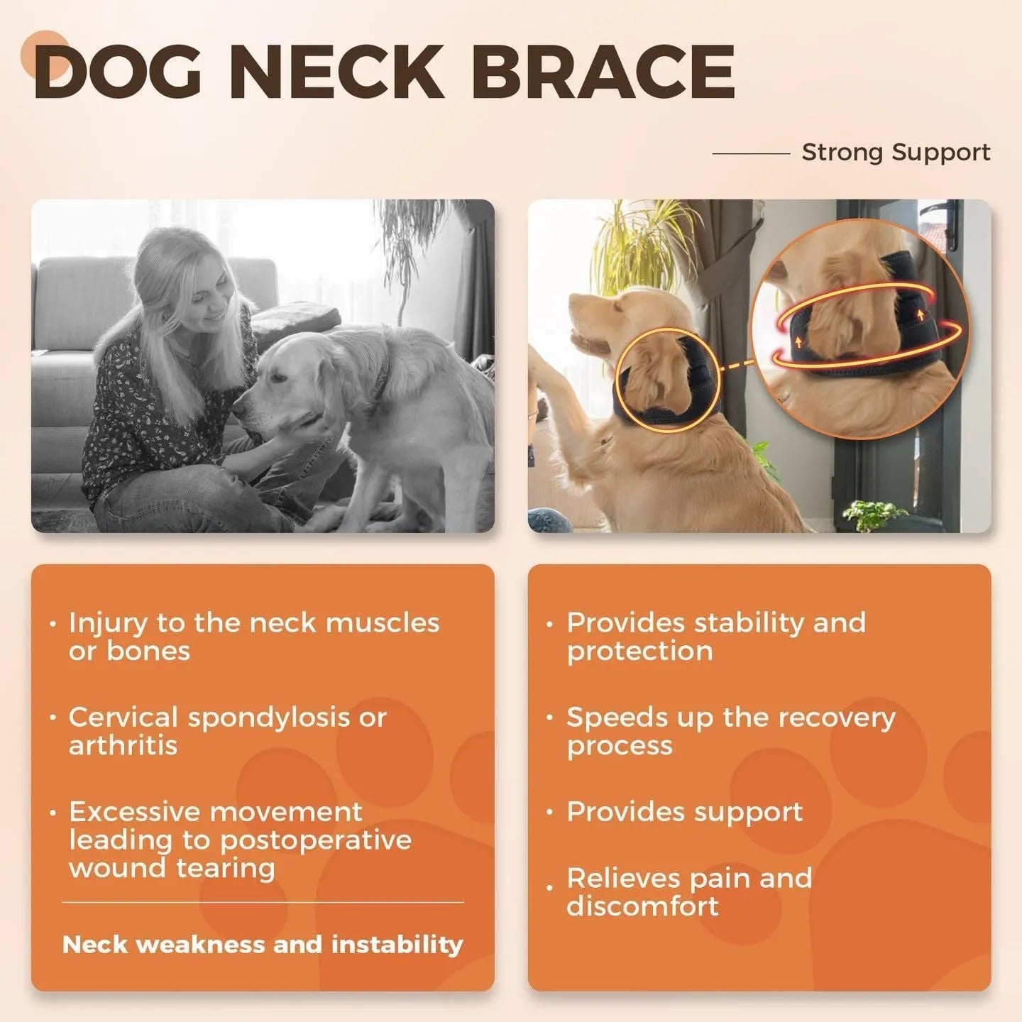 Adjustable dog support collar anti-licking head cover for small medium large dogs neck support