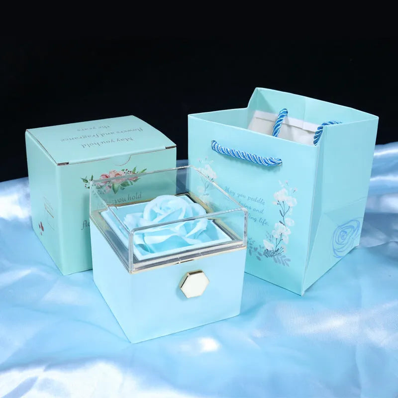 80 mm plastic reversible jewellery box cube for rings and pendants with handbag