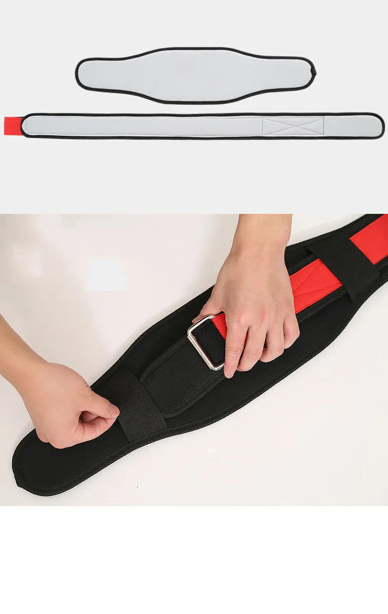 Nylon fitness weightlifting waistband in black, red or yellow available in sizes L, M, XL