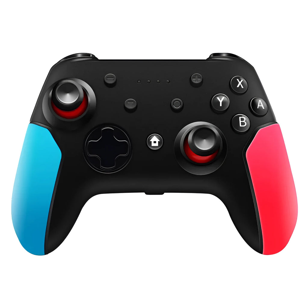 Bluetooth wireless game controller for Nintendo Switch and PC with left blue right red colour scheme