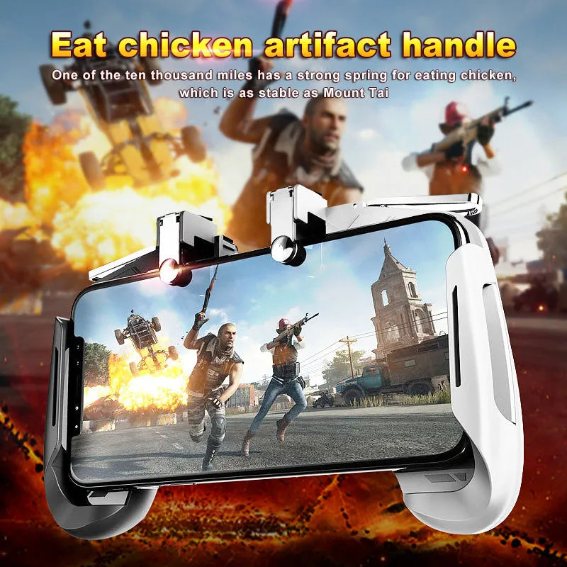 AK16 extendable mobile phone game controller with L1 and R1 trigger buttons in red and blue colours
